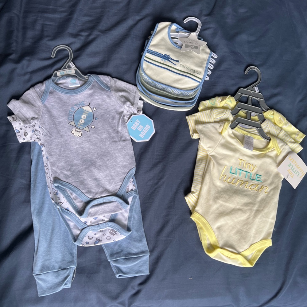 NWT Baby bodysuits, pants & bibs bundle